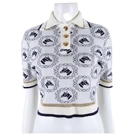 Gucci PK Kurzarm-Strickshirt Weiß