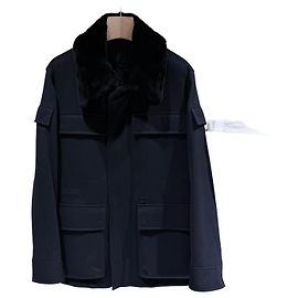 Dior Giacca in cashmere e shearling nera Nero