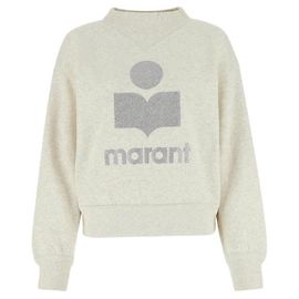 Isabel Marant Sweatshirt aus Fleece MOBY Glitter Logo Ecru Weiß
