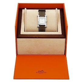Hermès Relógio Hour Small Etoupe Quartz Aço Laranja