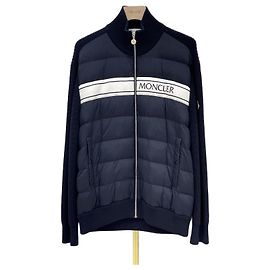 Moncler Gefütterter Strick mit Reißverschluss XXL Navy Blau