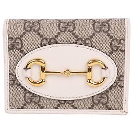Gucci White Horsebit Gold-Trimmed Wallet Multiple colors