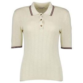 Moncler Polo de algodão com padrão de logotipo de diamante Branco