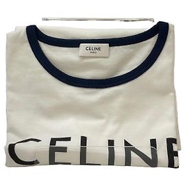 Céline Camiseta de jersey de algodão estampado Trioppe Branco