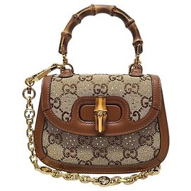 Gucci Mini bolsa de alça de bambu e cristal Marrom