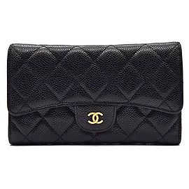 Chanel Long Portefeuille Classique en Caviar Noir