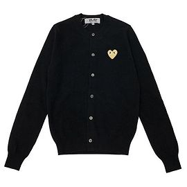 Comme Des Garcons Cardigan noir avec écusson cœur doré Noir