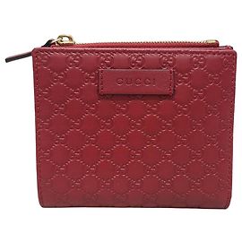 Gucci Red Leather GG Microsima Wallet Red