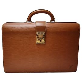 Louis Vuitton Epi Leather Serviette Fermoir Briefcase Camel Brown