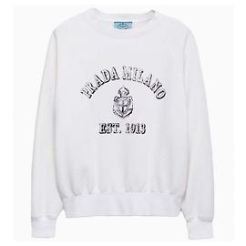 Prada Sweatshirt aus Baumwolle mit Rundhalsausschnitt Weiß