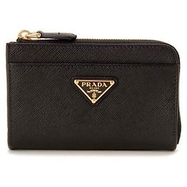 Prada Saffiano Keychain Card Holder Black