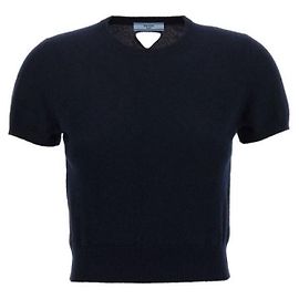 Prada Cashmere-Pullover mit Rundhalsausschnitt Blau