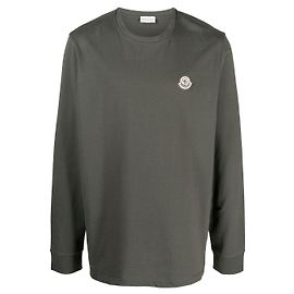 Moncler Logo Patch Cotton T-Shirt Brown