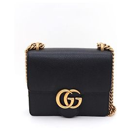 Gucci Bolsa de ombro e bolsa transversal GG Marmont com corrente dourada Preto