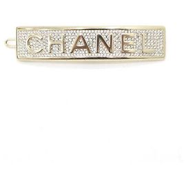 Chanel Barrette carrée à initiale en cristal de saison Doré