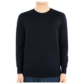 Loro Piana Strickpullover aus Virgin Wool mit Rundhalsausschnitt für Herren (Navy) Schwarz