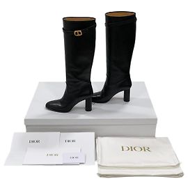 Dior Botas de cano longo com salto em pele de vitelo Preto