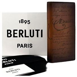 Berluti Leather Long Wallet for Men Brown