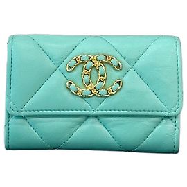 Chanel Carteira com aba Gold Mint Verde