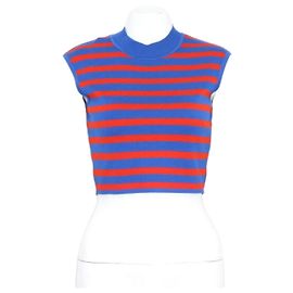 Hermès Pullover Crop Stripe Women's Vest Knit Blue