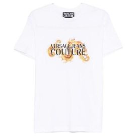 Versace T-Shirt mit Baroque Wave Print Weiß