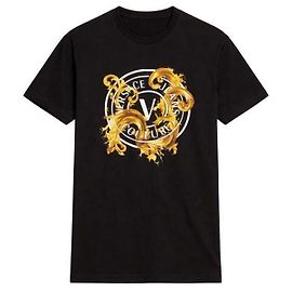 Versace Camiseta de jersey de algodón estampado Negro
