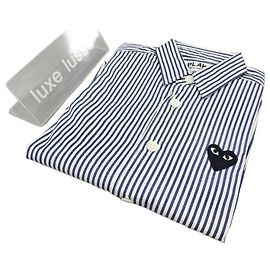 Comme Des Garcons Camicia a maniche lunghe a righe Play Kids Bianco Blu Multicolore