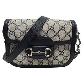 Gucci Mini borsa a tracolla GG Supreme Horsebit blu e beige Blu