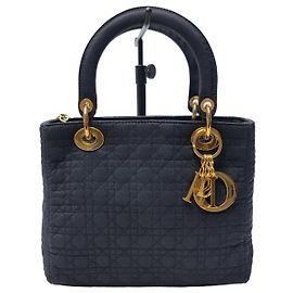 Dior Petit sac cabas Lady Cannage (Premium, Noir avec finitions dorées) Noir