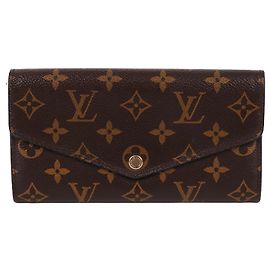 Louis Vuitton Monogram Gold-Tone Sarah Wallet Long Wallet Black