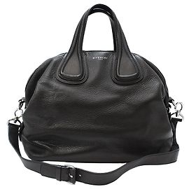 Givenchy Borsa a tracolla New Nightingale in pelle nera con finiture argentate, taglia Medium Nero
