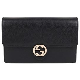 Gucci Mini bolsa transversal WOC preta com entalhes Preto