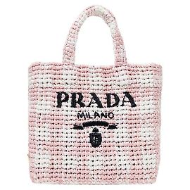 Prada Pink Raffia Tote Bag Pink