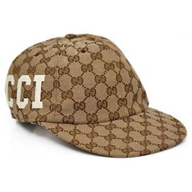 Gucci Boné de baseball em lona de algodão Marrom