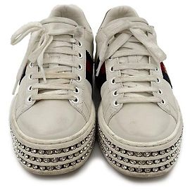 Gucci Sneakers Ace con ricamo di api e cristalli Bianco