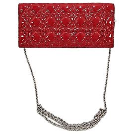 Dior Clutch e bolsa transversal em couro envernizado Cannage Vermelho