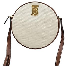 Burberry Cuir Logo Canvas Louis Écru Tan Marron