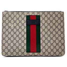 Gucci GG Supreme Clutch Bag Brown