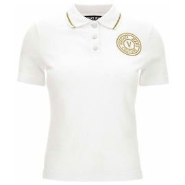 Versace Polo-Shirt mit besticktem Emblem Weiß