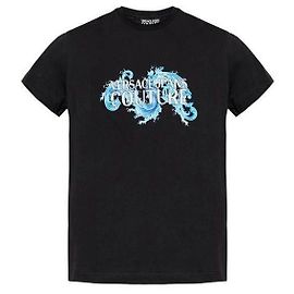 Versace T-Shirt mit Baroque Wave Print Schwarz