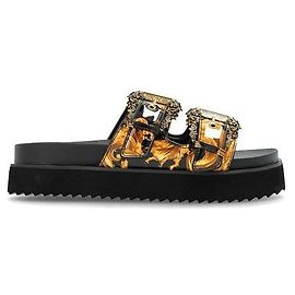 Versace Baroque Buckle Arizona Sandals Black
