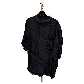 Balenciaga Seidenhemd mit Logo Kurzarm Größe Silber