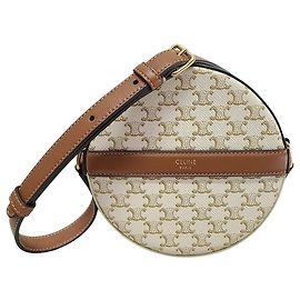 Céline Bolsa redonda em canvas White Triomphe Branco