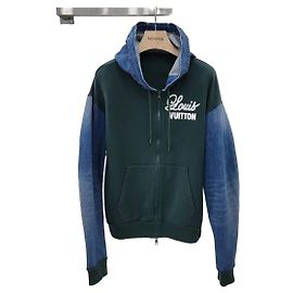 Louis Vuitton Chaqueta con capucha de denim híbrido Multicolor