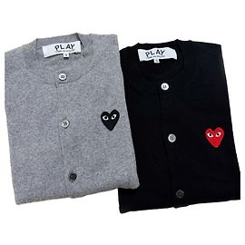 Comme Des Garcons Strickjacke Black Heart Gray Braun
