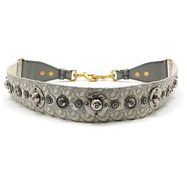 Dior Tracolla con ricamo Oblique e borchie argentate Marrone