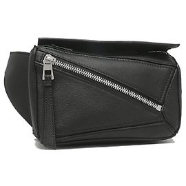 Loewe Mini borsa a tracolla Puzzle in pelle di vitello classica Nero