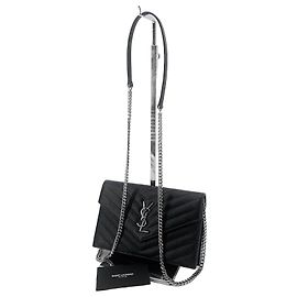 Saint Laurent Bolsa Crossbody WOC Monogram Envelope com Corrente Preto