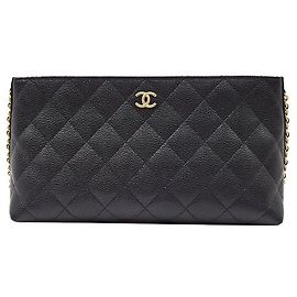 Chanel Pochette de cadena Caviar Negro