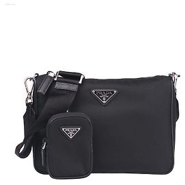 Prada Borsa a tracolla in nylon Nero
